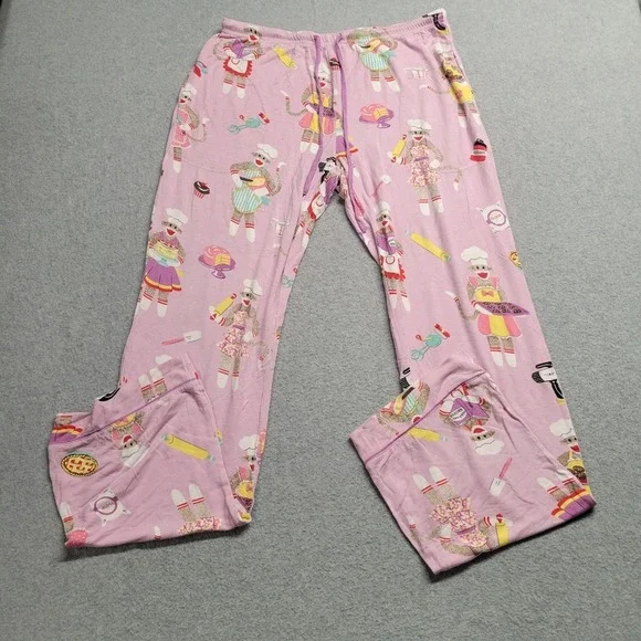 Nick & Nora 2-piece PJ Coat Set Baking Monkey Monkies Size X-Small Pink - Picture 11 of 16